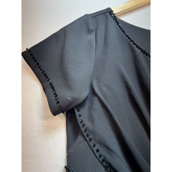 Zara Basic Womens Midi Sheath Dress Size XXL Black Beaded Dress Cocktail - Picture 6 of 11